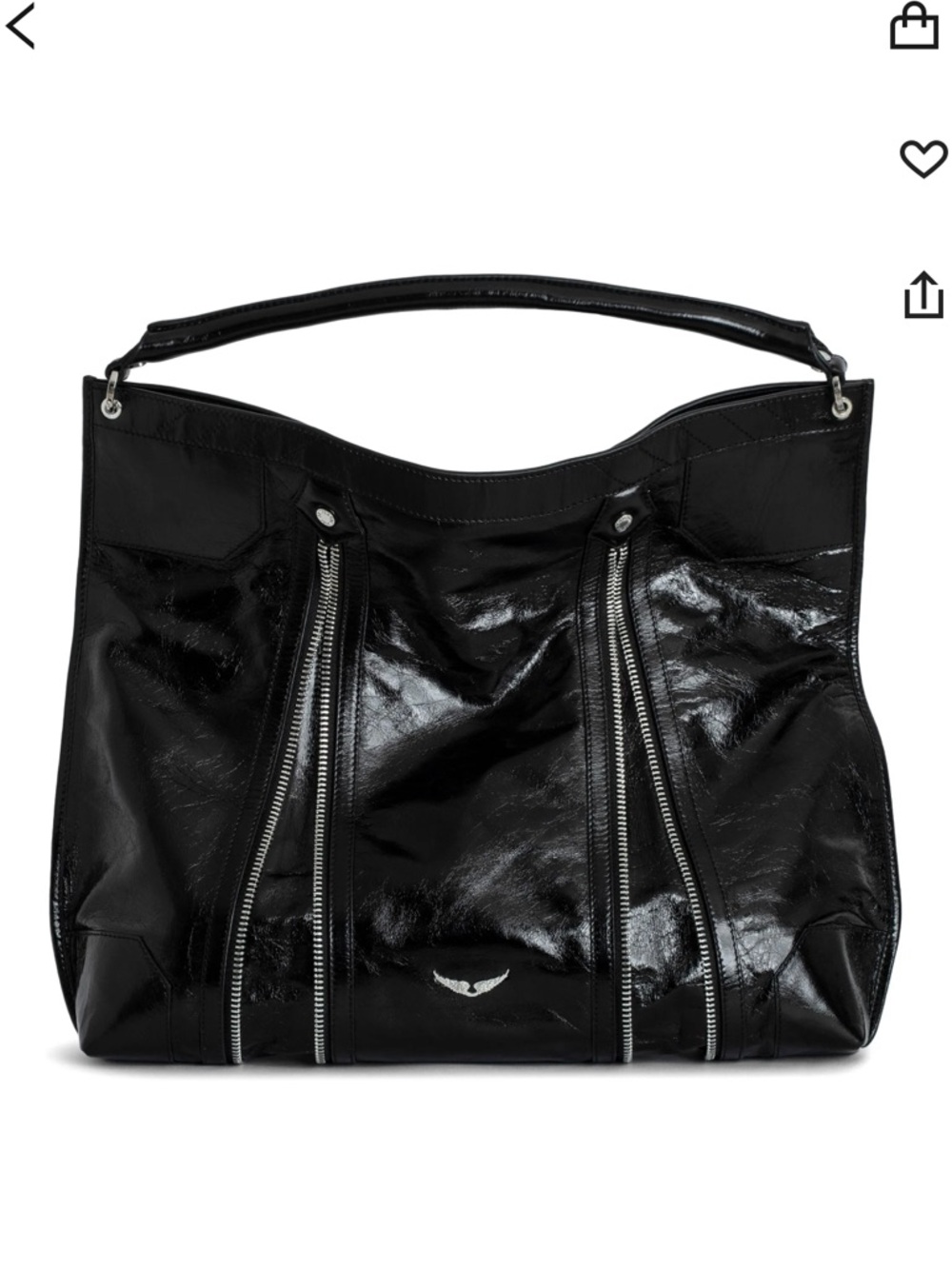 $598 Zadig&Voltaire Sunny black leather large shoulder bag